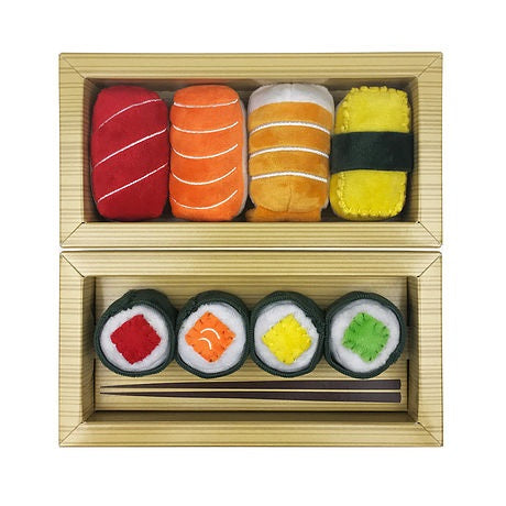 Munchiecat Catnip Nigiri & Maki Sushi Set in Bamboo-Print Bento Style Box (8-pc)